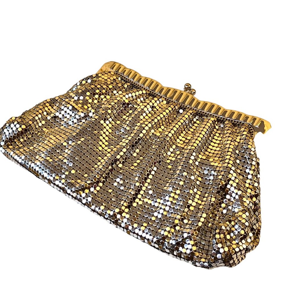 Whiting & Davis Vintage US Silver Mesh Clutch Handbag Hinged Original Mirror - Picture 11 of 13
